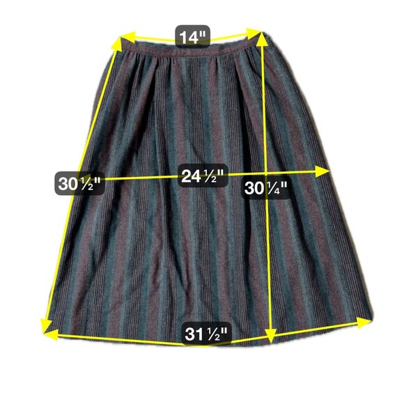 Vintage Pendleton Wool Striped Skirt Green Red Oregon USA Pockets 1980s Retro - Picture 7 of 7